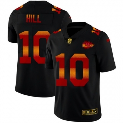 Kansas City Chiefs 10 Tyreek Hill Men Black Nike Red Orange Stripe Vapor Limited NFL Jersey