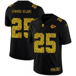 Kansas City Chiefs 25 Clyde Edwards Helaire Men Nike Leopard Print Fashion Vapor Limited NFL Jersey Black