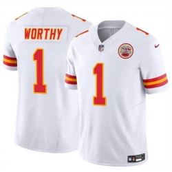 Men   Kansas City Chiefs 1 Xavier Worthy White 2023 F U S E Vapor Untouchable Limited Stitched Football Jersey