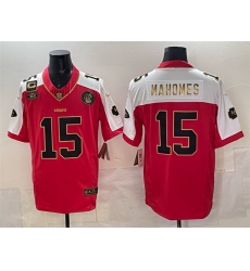 Men Kansas City Chiefs 15 Patrick Mahomes Red Gold With NKH Patch And 4 star C Patch Vapor Limited Stitched Football Jersey