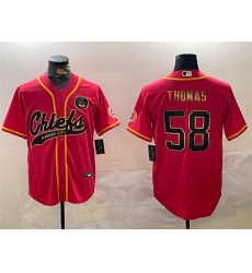 Men Kansas City Chiefs 58 Derrick Thomas Red Gold Cool Base Stitched Baseball Jersey