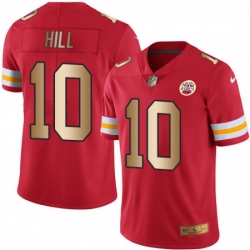 Men Nike Kansas City Chiefs 10 Tyreek Hill Limited RedGold Rush NFL Jersey