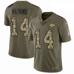 Men Nike Kansas City Chiefs 14 Sammy Watkins Limited OliveCamo 2017 Salute to Service NFL Jersey