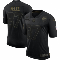 Men's Kansas City Chiefs #87 Travis Kelce Black Nike 2020 Salute To Service Limited Jersey