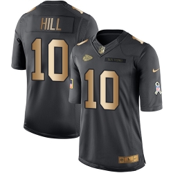 Nike Chiefs #10 Tyreek Hill Black Mens Stitched NFL Limited Gold Salute To Service Jersey