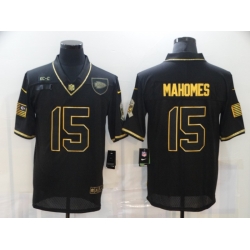 Nike Kansas City Chiefs 15 Patrick Mahomes Black Gold 2020 Salute To Service Limited Jersey