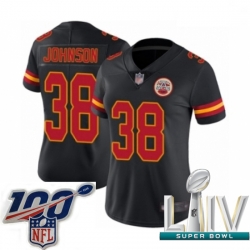 2020 Super Bowl LIV Women Kansas City Chiefs #38 Dontae Johnson Limited Black Rush Vapor Untouchable Football Jersey