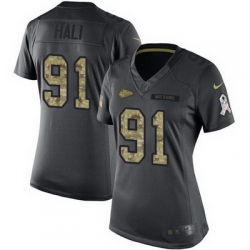 Nike Chiefs #91 Tamba Hali Black Womens Stitched NFL Limited 2016 Salute to Service Jersey