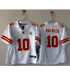 Women Kansas City Chiefs 10 Isiah Pacheco White 2023 F U S E  Vapor Untouchable Limited Stitched Jersey 