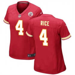 Women Kansas City Chiefs 4 Rashee Rice Red Stitched Jersey  Run Small