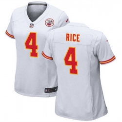 Women Kansas City Chiefs 4 Rashee Rice White Stitched Jersey  Run Small