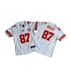 Women Kansas City Chiefs 87 Travis Kelce White 2023 F U S E  Vapor Untouchable Limited Stitched Jersey