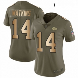 Womens Nike Kansas City Chiefs 14 Sammy Watkins Limited OliveGold 2017 Salute to Service NFL Jersey