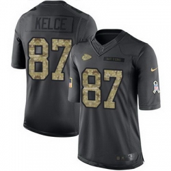 Nike Chiefs #87 Travis Kelce Black Youth Stitched NFL Limited 2016 Salute to Service Jersey