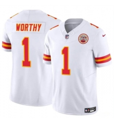 Youth Kansas City Chiefs 1 Xavier Worthy White 2023 F U S E Vapor Untouchable Limited Stitched Football Jersey