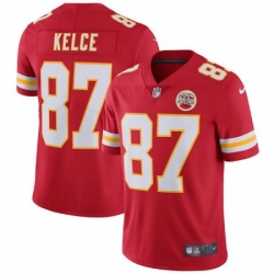 Youth Nike Kansas City Chiefs 87 Travis Kelce Red Team Color Vapor Untouchable Limited Player NFL Jersey