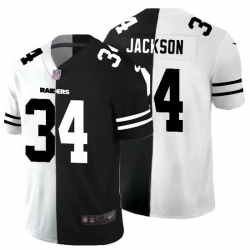 Las Vegas Raiders 34 Bo Jackson Men Black V White Peace Split Nike Vapor Untouchable Limited NFL Jersey