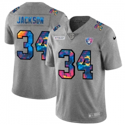 Las Vegas Raiders 34 Bo Jackson Men Nike Multi Color 2020 NFL Crucial Catch NFL Jersey Greyheather