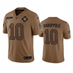 Men Las Vegas Raiders 10 Jimmy Garoppolo 2023 Brown Salute To Service Limited Stitched Football Jersey