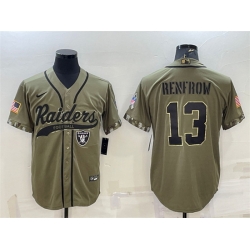 Men Las Vegas Raiders 13 Hunter Renfrow 2022 Olive Salute To Service Cool Base Stitched Baseball Jersey