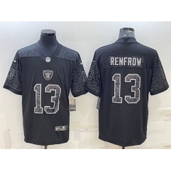 Men Las Vegas Raiders 13 Hunter Renfrow Black Reflective Limited Stitched Football Jersey