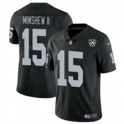 Men Las Vegas Raiders 15 Gardner Minshew II Black 2024 65th Anniversary Patch Vapor Stitched Football Jersey