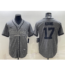 Men Las Vegas Raiders 17 Davante Adams Grey With Patch Cool Base Stitched Baseball Jersey