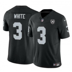 Men Las Vegas Raiders 3 Zamir White Black 2024 F U S E 65th Anniversary Patch Vapor Stitched Football Jersey