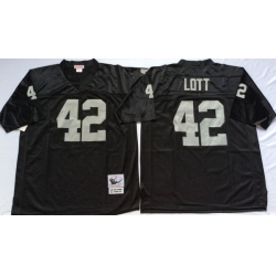 Men Las Vegas Raiders 42 Ronnie Lott Black M&N Throwback Jersey