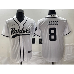 Men Las Vegas Raiders 8 Josh Jacobs White Cool Base Stitched Baseball Jersey