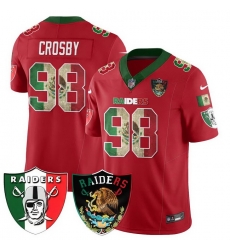 Men Las Vegas Raiders 98 Maxx Crosby Red Mexico F U S E Vapor Stitched Football Jersey Men Las Vegas Raiders 98 Maxx Crosby Red Mexico F U S E Vapor Stitched Football Jersey