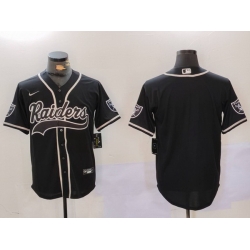 Men Las Vegas Raiders Black Team Blank Patch Cool Base Stitched Baseball Jersey 002