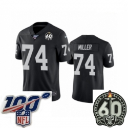 Men Oakland Raiders #74 Kolton Miller Black 60th Anniversary Vapor Untouchable Limited Player 100th Season Football Jersey