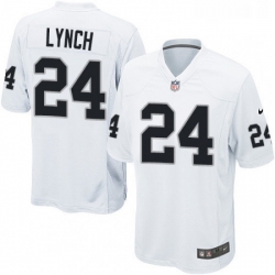 Mens Nike Oakland Raiders 24 Marshawn Lynch Game White NFL Jersey