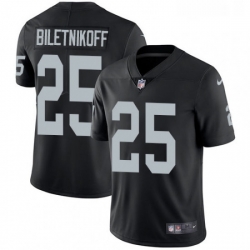 Mens Nike Oakland Raiders 25 Fred Biletnikoff Black Team Color Vapor Untouchable Limited Player NFL Jersey