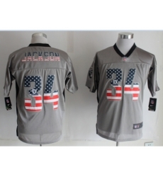 Nike Oakland Raiders 34 Bo.Jackson Grey Elite USA Flag Fashion Shadow NFL Jersey