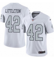 Nike Raiders 42 Cory Littleton White Men Stitched NFL Limited Rush Jersey