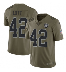 Nike Raiders #42 Ronnie Lott Olive Mens Stitched NFL Limited 2017 Salute To Service Jersey