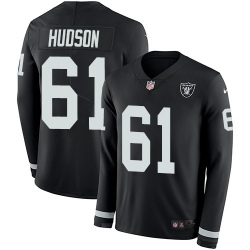 Nike Raiders #61 Rodney Hudson Black Team Color Men Stitched NFL Limited Therma Long Sleeve Jersey