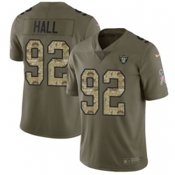 Nike Raiders #92 P J Hall Olive Camo Mens Stitched NFL Limited 2017 Salute To Service Jersey