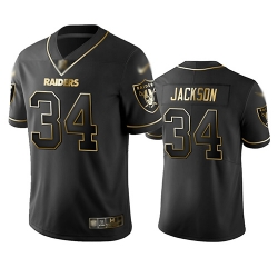 Raiders 34 Bo Jackson Black Men Stitched Football Limited Golden Edition Jersey