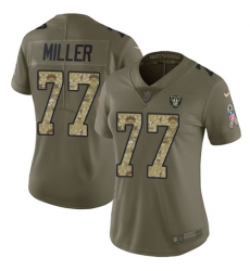 Nike Raiders #77 Kolton Miller Olive Camo Womens Stitched NFL Limited 2017 Salute to Service Jersey