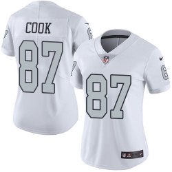 Nike Raiders #87 Jared Cook White Womens Stitched NFL Limited Rush Jersey