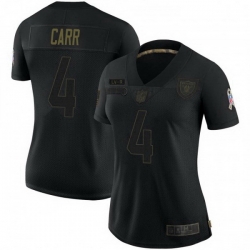 Women Las Vegas Raiders 4 Derek Carr Black 2020 Salute To Service Limited Jersey