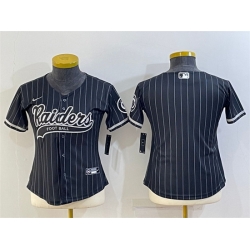 Women Las Vegas Raiders Black With Patch Cool Base Stitched Baseball Jersey