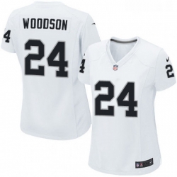 Womens Nike Oakland Raiders 24 Charles Woodson Game White NFL Jersey