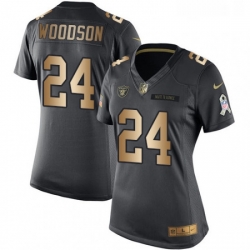 Womens Nike Oakland Raiders 24 Charles Woodson Limited BlackGold Salute to Service NFL Jersey