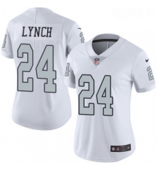 Womens Nike Oakland Raiders 24 Marshawn Lynch Limited White Rush Vapor Untouchable NFL Jersey