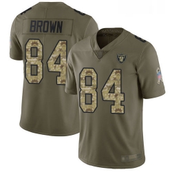 Youth Antonio Brown Limited OliveCamo Jersey Oakland Raiders Football 84 Jersey 2017 Salute to Service Jersey