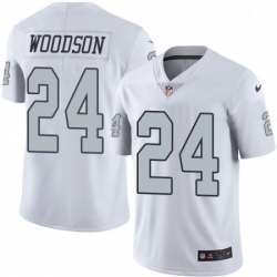 Youth Nike Oakland Raiders 24 Charles Woodson Elite White Rush Vapor Untouchable NFL Jersey